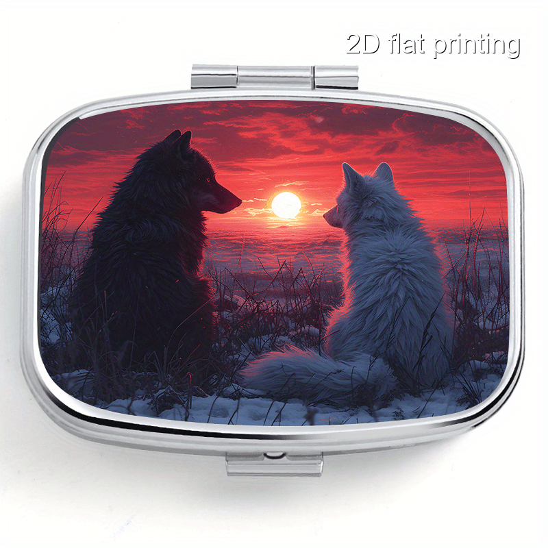 Wolf Jewelry & Watches Tampa Reviews - Kotak pil portabel berpola serigala, kemasan