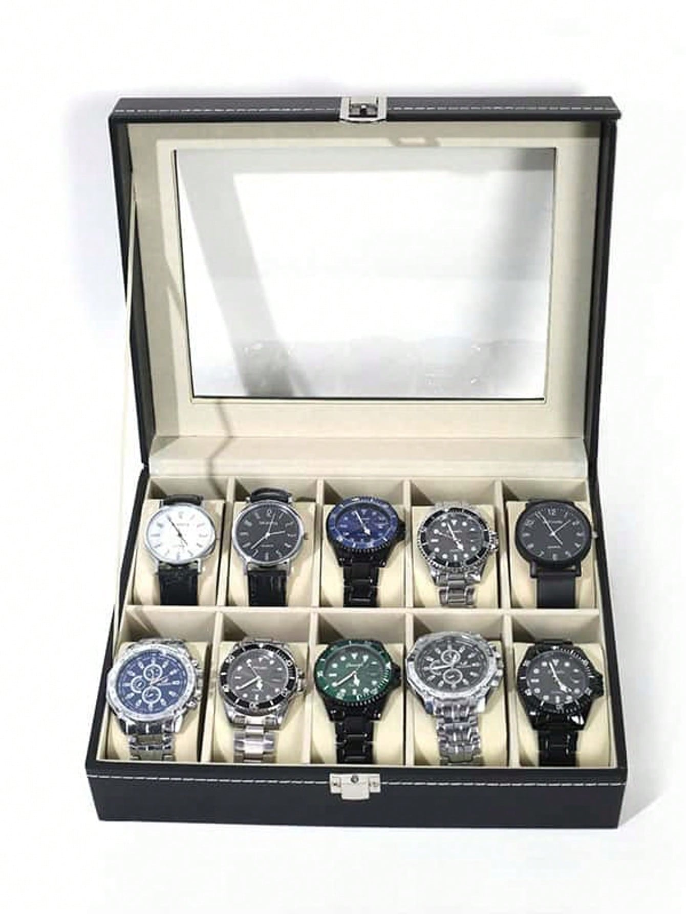Jewelry Box Watches Bracelets - Kotak Jam Tangan Kulit dengan Kunci,