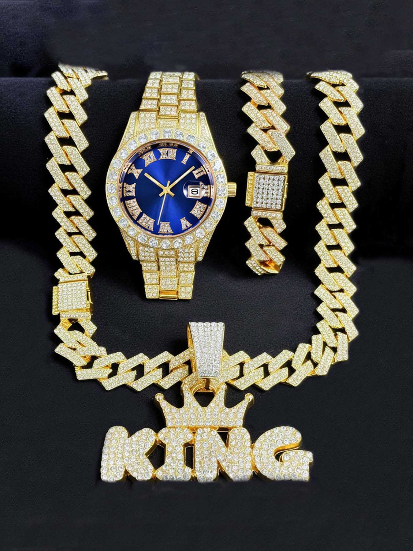 King'S Jewelry Watches - Set Perhiasan Pria Mewah: Jam Tangan