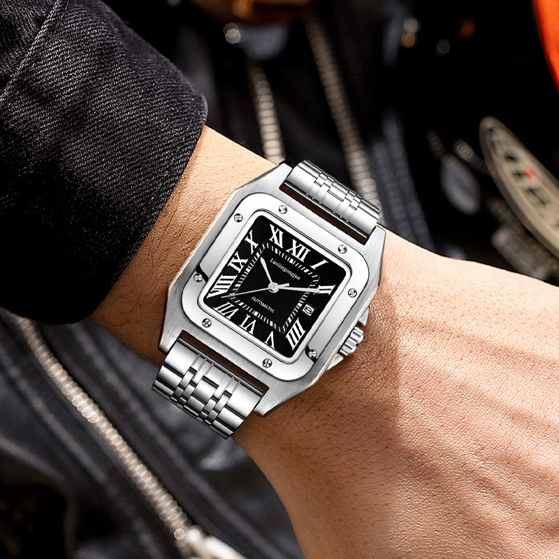 Cartier Watch Santos - Jam Tangan Mekanis Otomatis Persegi Mewah