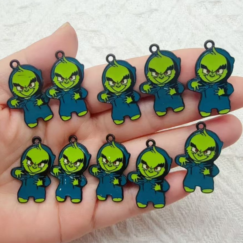 Drop Earrings - 10 buah liontin Natal kartun berbahan